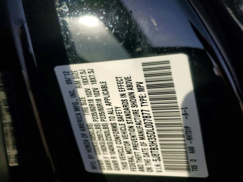 48142276 :رقم المزاد ، 5J8TB3H35DL007877 vin ، 2013 Acura Rdx مزاد بيع