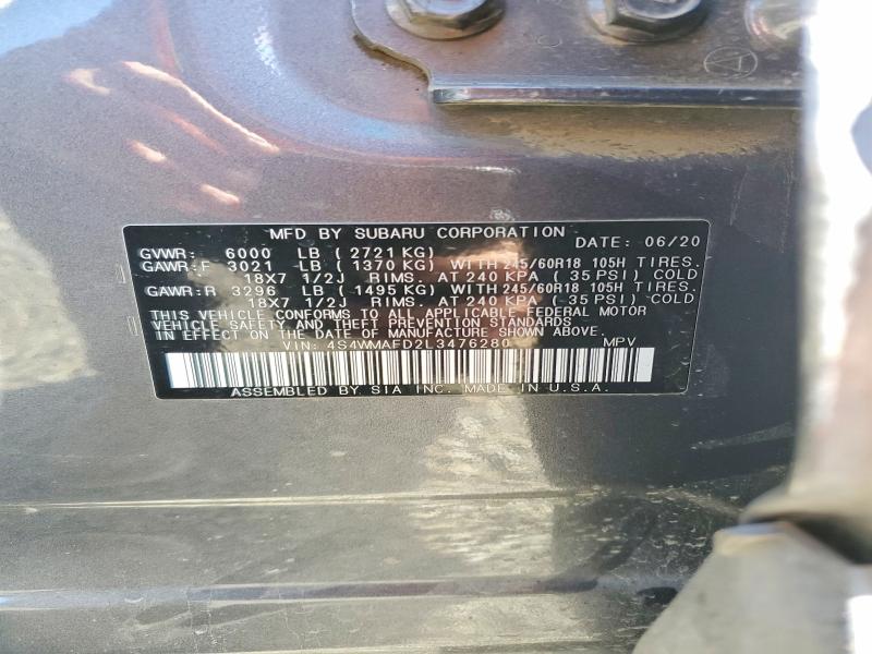 Продажа на аукционе авто 2020 Subaru Ascent, vin: 4S4WMAFD2L3476280, номер лота: 47206566
