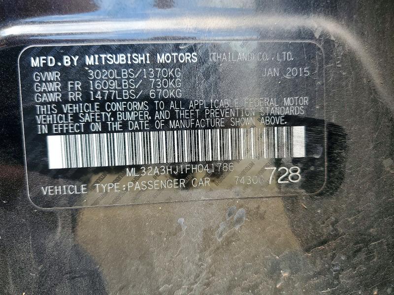 Продаж на аукціоні авто 2015 Mitsubishi Mirage, vin: ML32A3HJ1FH041786, номер лоту: 47337826