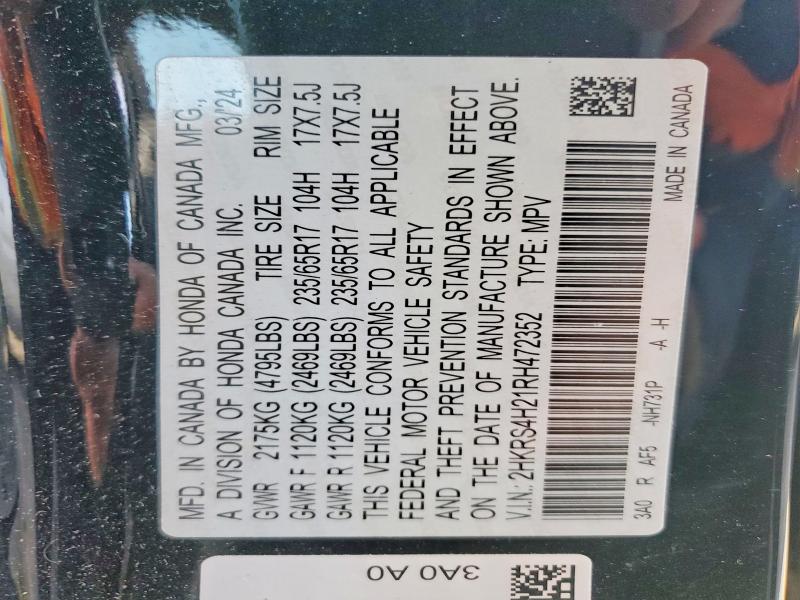 Продажа на аукционе авто 2024 Honda Cr-v, vin: 2HKRS4H21RH472352, номер лота: 46374096