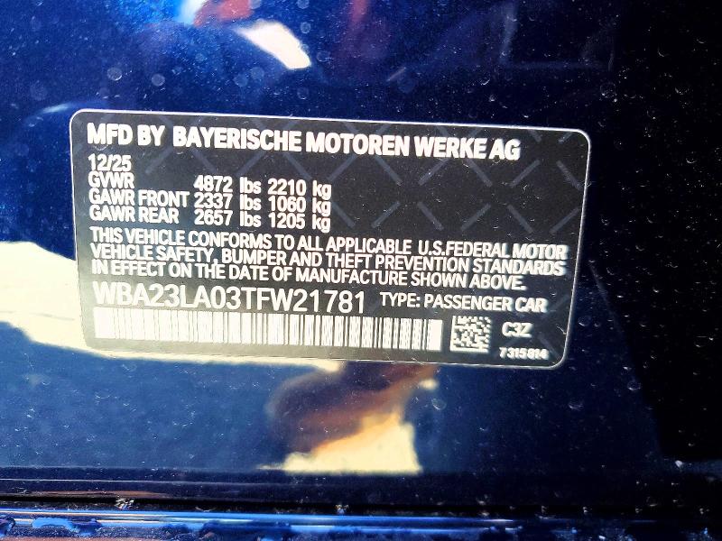 Продаж на аукціоні авто 2026 Bmw 330xi, vin: WBA23LA03TFW21781, номер лоту: 46263906
