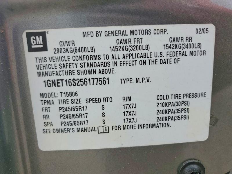 Aukcja sprzedaży 2005 Chevrolet Trailblazer, vin: 1GNET16S256177561, numer aukcji: 47602006