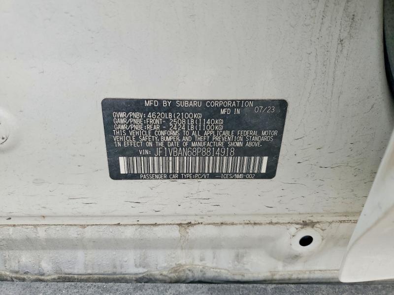2023 Subaru Wrx მანქანა იყიდება აუქციონზე, vin: JF1VBAN68P8814918, აუქციონის ნომერი: 47717546