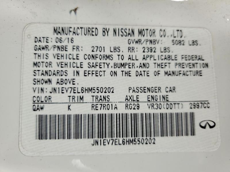 Aukcja sprzedaży 2017 Infiniti Q60, vin: JN1EV7EL6HM550202, numer aukcji: 42067096