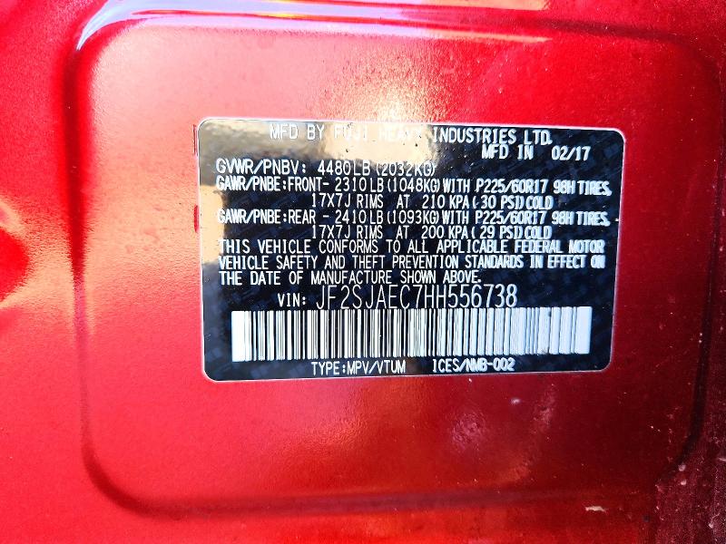 Aukcja sprzedaży 2017 Subaru Forester, vin: JF2SJAEC7HH556738, numer aukcji: 41795466