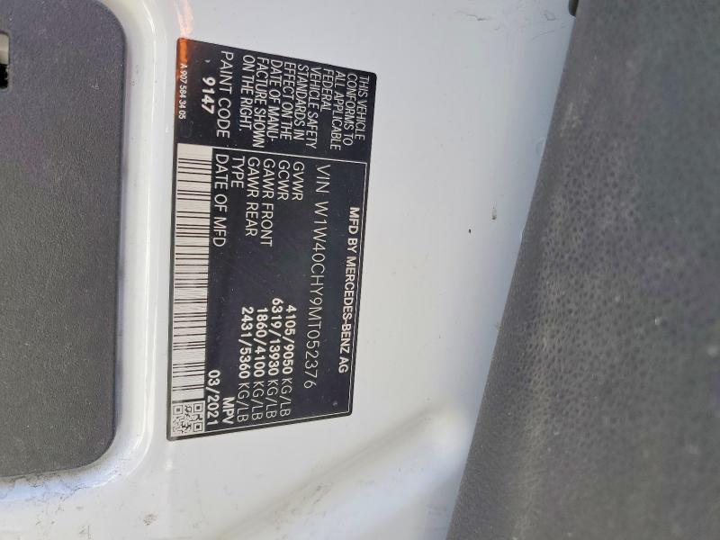 Продаж на аукціоні авто 2021 Mercedes Benz Sprinter, vin: W1W40CHY9MT052376, номер лоту: 45880116