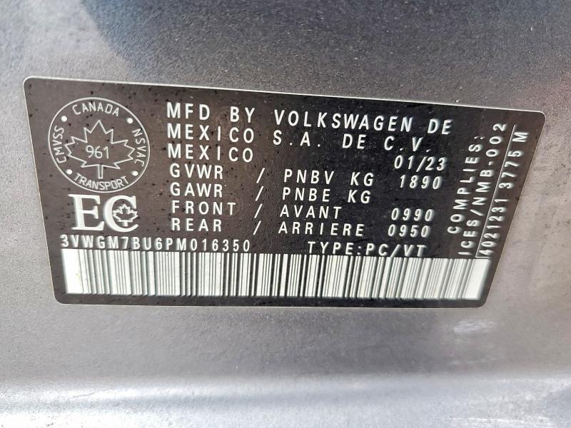 79975435 :رقم المزاد ، 3VWGM7BU6PM016350 vin ، 2023 Volkswagen Jetta مزاد بيع