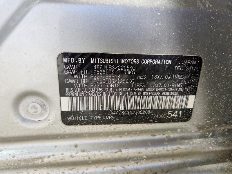 Продаж на аукціоні авто 2018 Mitsubishi Outlander, vin: JA4AZ3A34JJ002084, номер лоту: 78534445