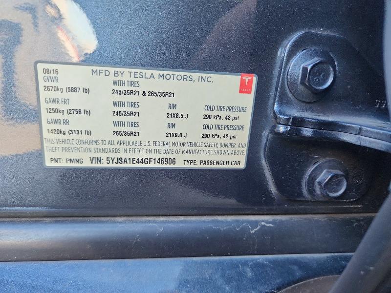 79977675 :رقم المزاد ، 5YJSA1E44GF146906 vin ، 2016 Tesla Model S مزاد بيع