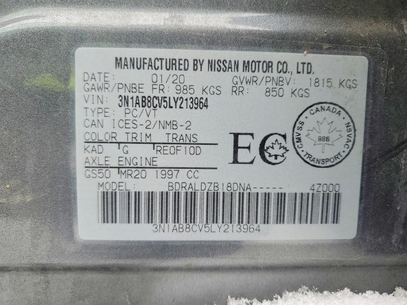 Aukcja sprzedaży 2020 Nissan Sentra, vin: 3N1AB8CV5LY213964, numer aukcji: 46544376