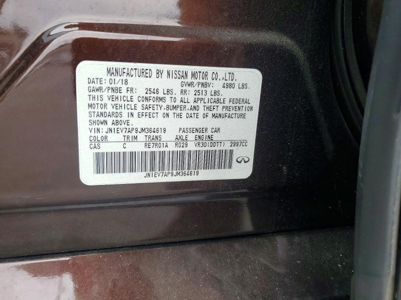 48119636 :رقم المزاد ، JN1EV7AP9JM364619 vin ، 2018 Infiniti Q50 مزاد بيع