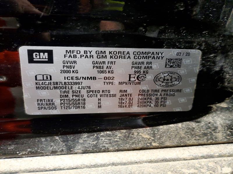 Aukcja sprzedaży 2020 Buick Encore, vin: KL4CJESB7LB333997, numer aukcji: 41875596