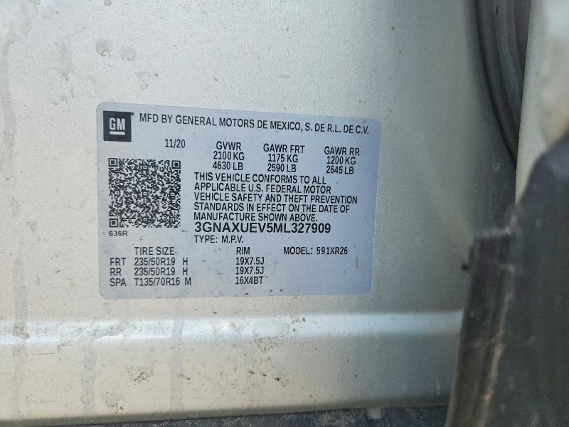 47640346 :رقم المزاد ، 3GNAXUEV5ML327909 vin ، 2021 Chevrolet Equinox مزاد بيع