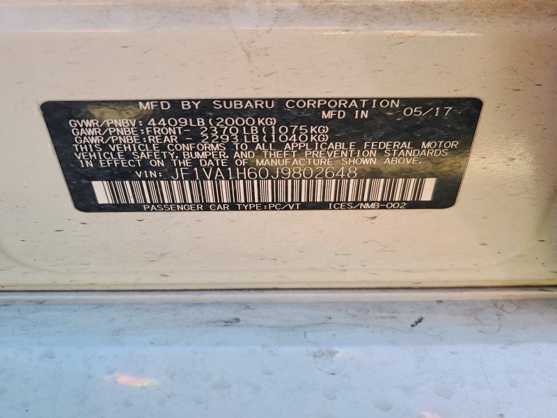 42020366 :رقم المزاد ، JF1VA1H60J9802648 vin ، 2018 Subaru Wrx مزاد بيع
