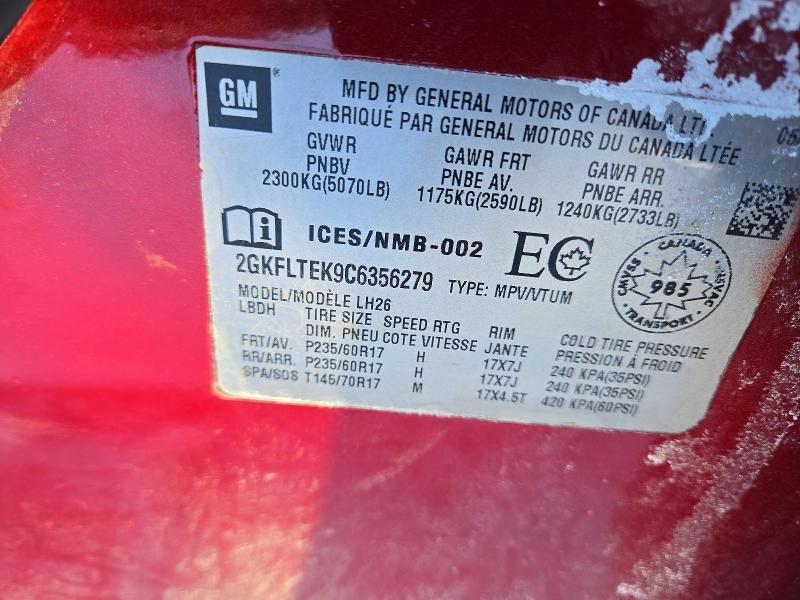 Продажа на аукционе авто 2012 Gmc Terrain, vin: 2GKFLTEK9C6356279, номер лота: 75984245