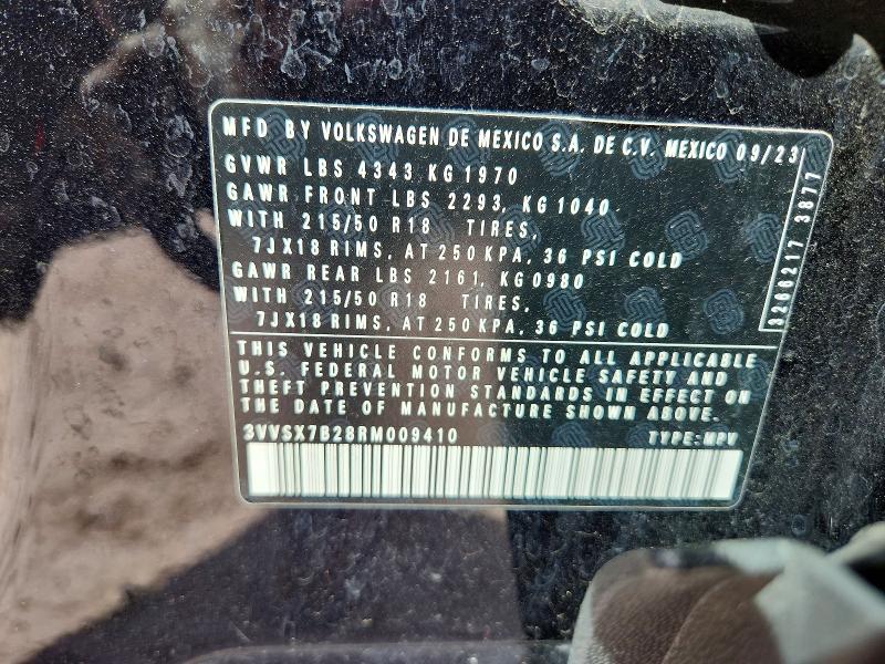 2024 Volkswagen Taos მანქანა იყიდება აუქციონზე, vin: 3VVSX7B28RM009410, აუქციონის ნომერი: 46737116