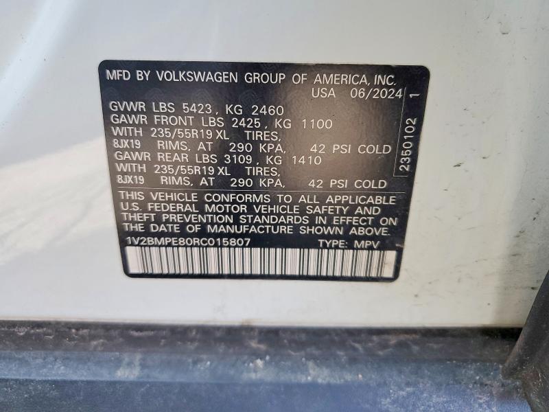 45832406 :رقم المزاد ، 1V2BMPE80RC015807 vin ، 2024 Volkswagen Id.4 مزاد بيع