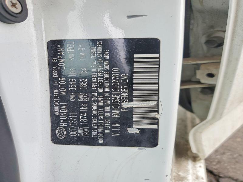 2012 Hyundai Accent მანქანა იყიდება აუქციონზე, vin: KMHCU5AE1CU027810, აუქციონის ნომერი: 47242786