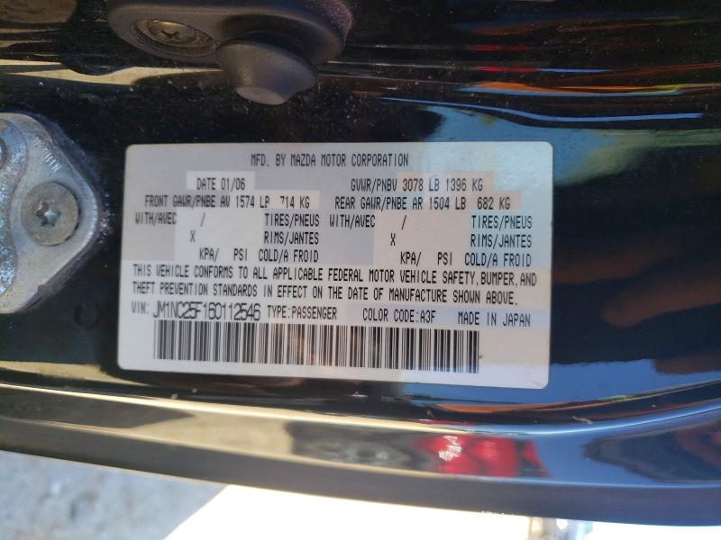 2006 Mazda Mx-5 Miata მანქანა იყიდება აუქციონზე, vin: JM1NC25F160112546, აუქციონის ნომერი: 45636336