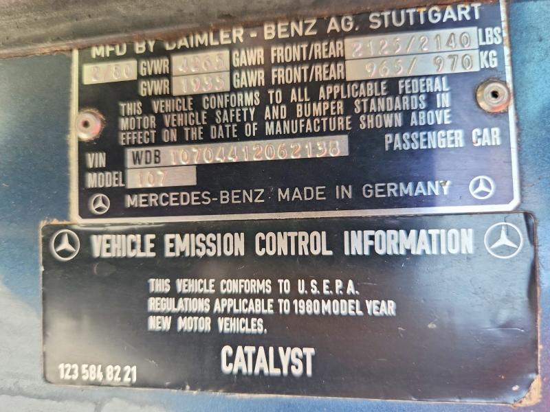 Продаж на аукціоні авто 1980 Mercedes Benz 400, vin: WDB10704412062138, номер лоту: 45468076