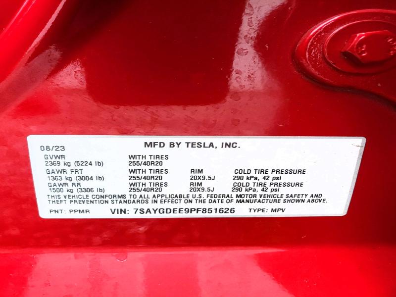 Aukcja sprzedaży 2023 Tesla Model Y, vin: 7SAYGDEE9PF851626, numer aukcji: 79803735