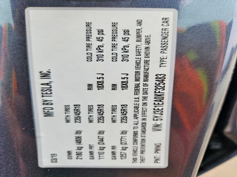 Aukcja sprzedaży 2019 Tesla Model 3, vin: 5YJ3E1EA0KF325483, numer aukcji: 79467215