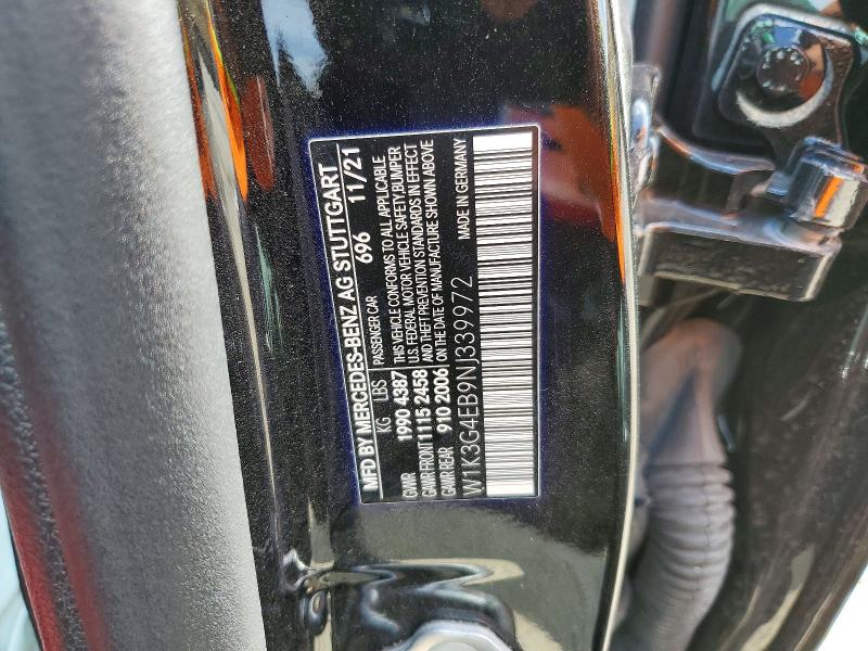 2022 Mercedes-benz A მანქანა იყიდება აუქციონზე, vin: W1K3G4EB9NJ339972, აუქციონის ნომერი: 46187576
