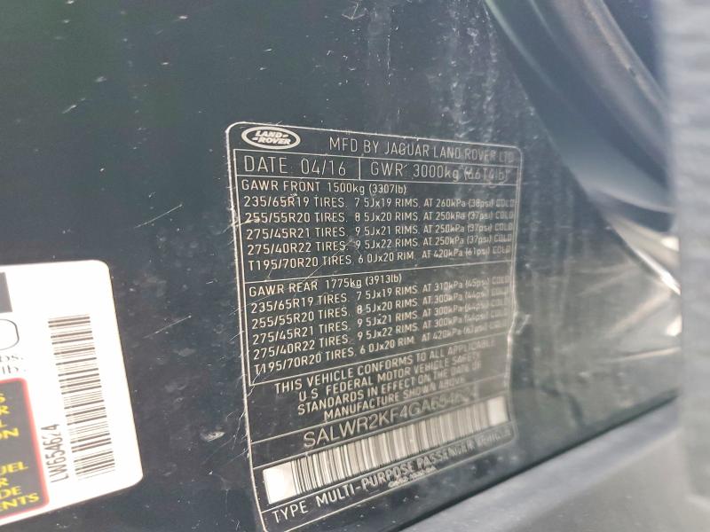 Aukcja sprzedaży 2016 Land Rover Range Rover Sport, vin: SALWR2KF4GA654624, numer aukcji: 79968345