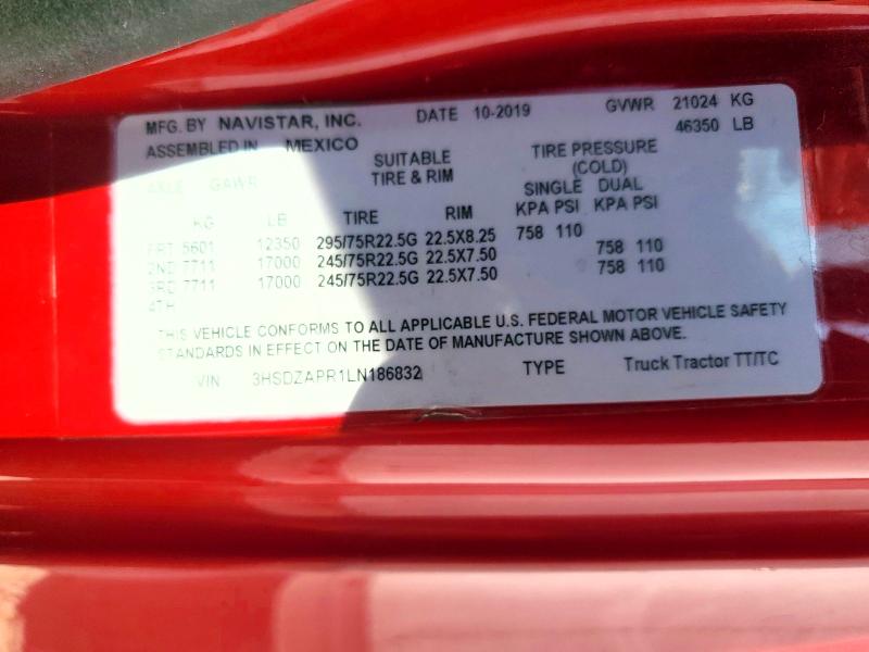 Продаж на аукціоні авто 2020 International Lt625, vin: 3HSDZAPR1LN186832, номер лоту: 46444396