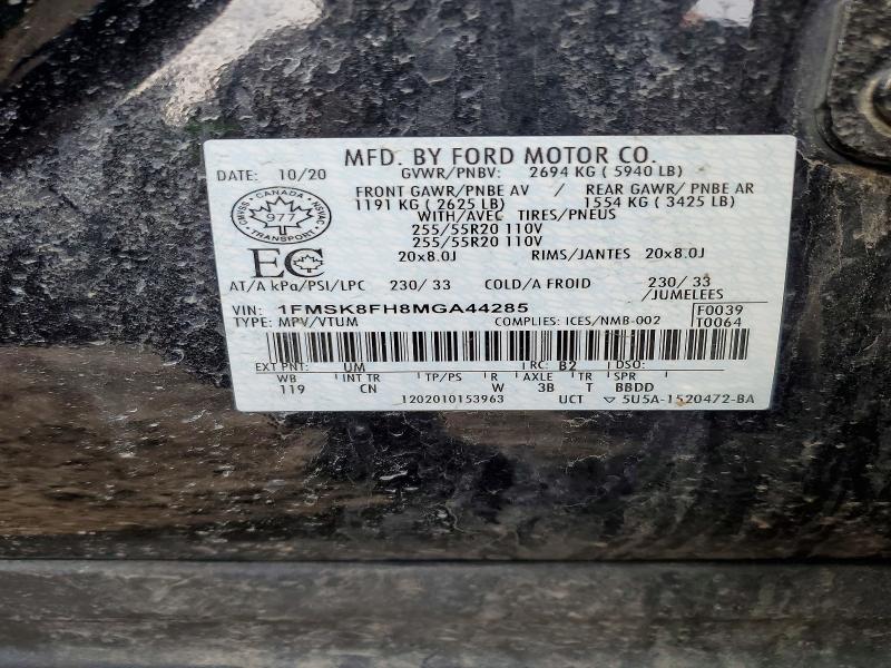 Aukcja sprzedaży 2021 Ford Explorer, vin: 1FMSK8FH8MGA44285, numer aukcji: 47880836