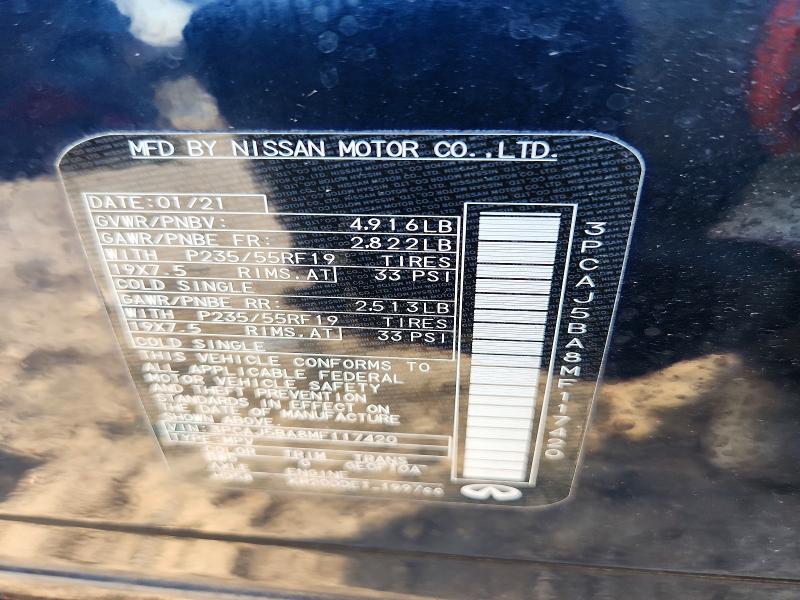 2021 Infiniti Qx50 მანქანა იყიდება აუქციონზე, vin: 3PCAJ5BA8MF117420, აუქციონის ნომერი: 47722816