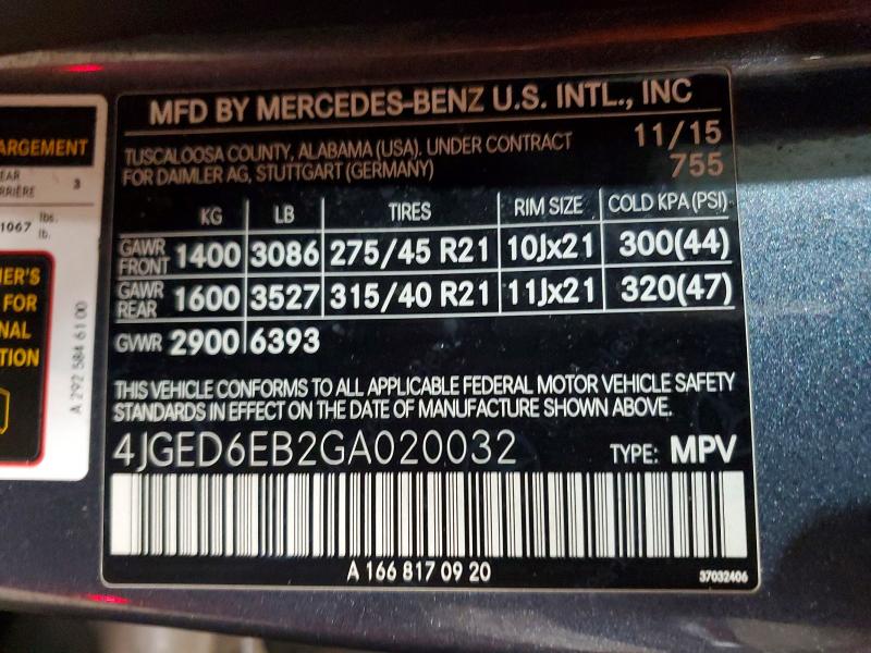 Aukcja sprzedaży 2016 Mercedes-benz Gle Coupe, vin: 4JGED6EB2GA020032, numer aukcji: 45760906