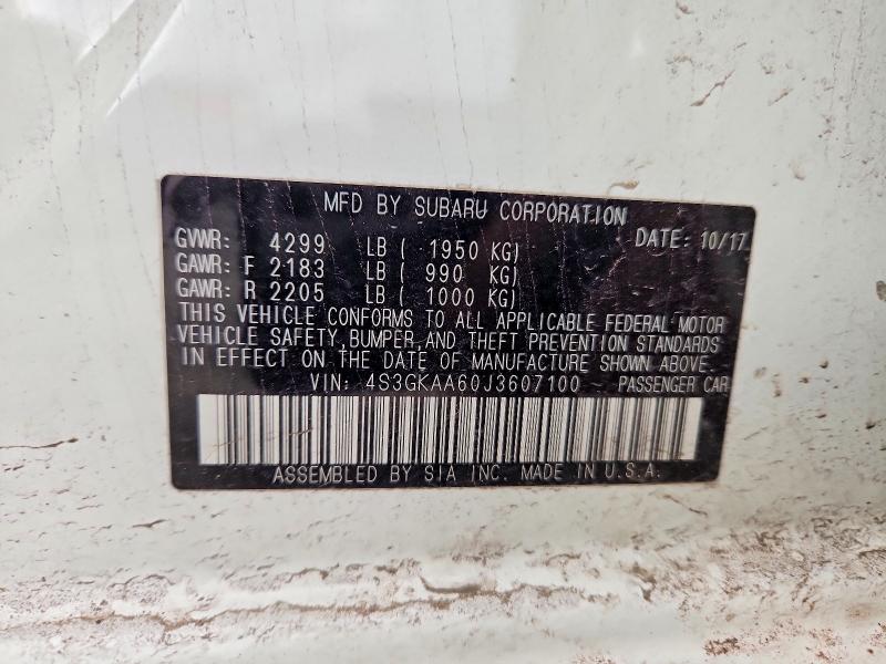 2018 Subaru Impreza მანქანა იყიდება აუქციონზე, vin: 4S3GKAA60J3607100, აუქციონის ნომერი: 79668005