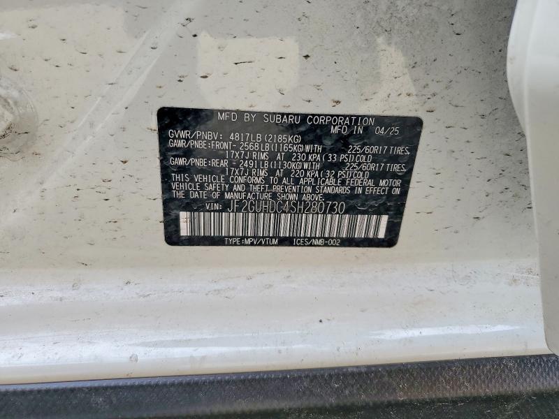 2025 Subaru Crosstrek მანქანა იყიდება აუქციონზე, vin: JF2GUHDC4SH280730, აუქციონის ნომერი: 45614686