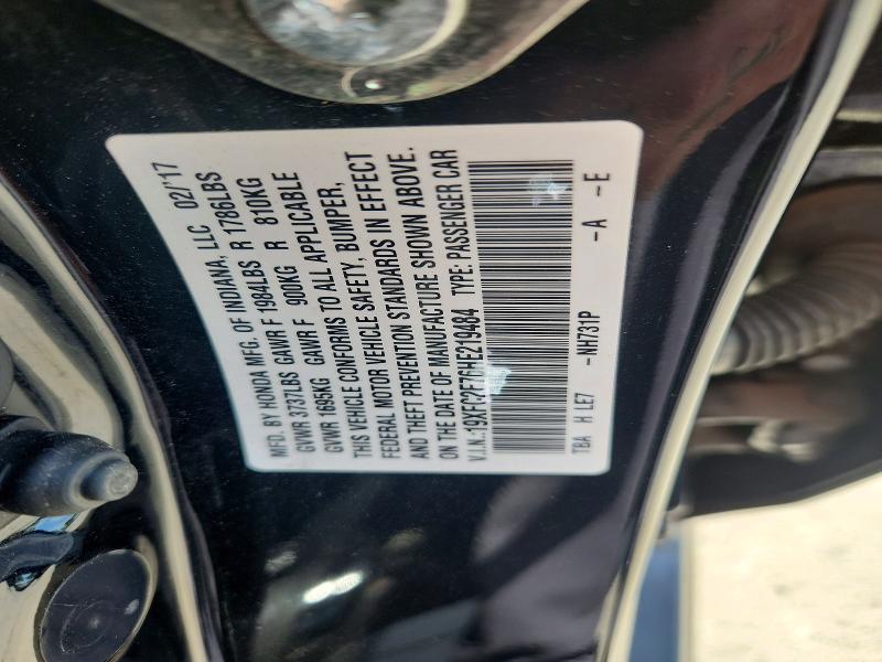 Aukcja sprzedaży 2017 Honda Civic, vin: 19XFC2F76HE219484, numer aukcji: 47738456