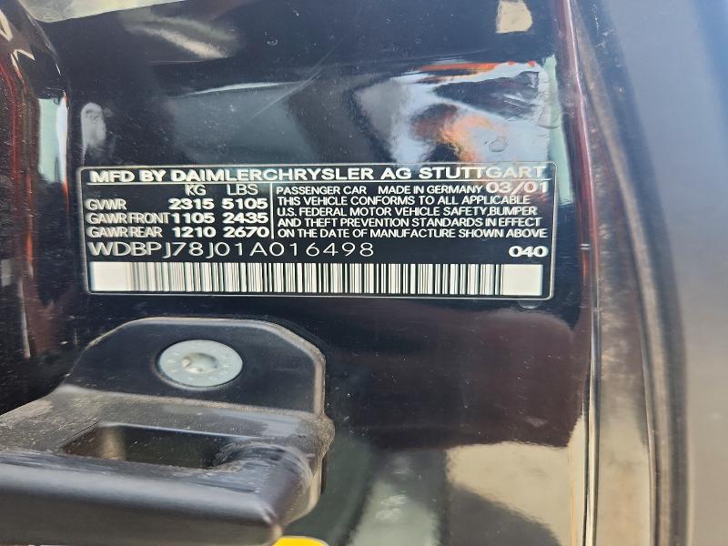 2001 Mercedes Benz Cl მანქანა იყიდება აუქციონზე, vin: WDBPJ78J01A016498, აუქციონის ნომერი: 47123836
