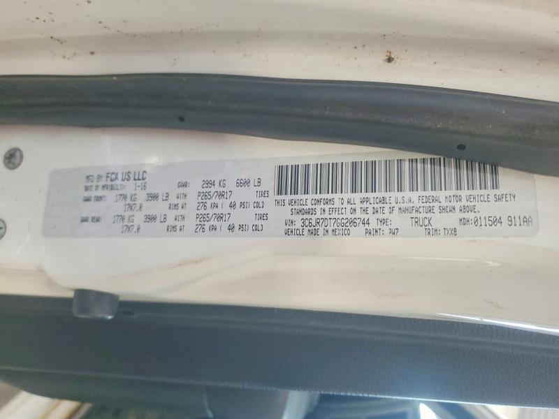 Продаж на аукціоні авто 2016 Ram 1500, vin: 3C6JR7DT7GG206744, номер лоту: 47511456