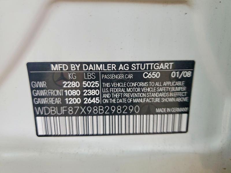 Aukcja sprzedaży 2008 Mercedes-benz E, vin: WDBUF87X98B298290, numer aukcji: 45589886
