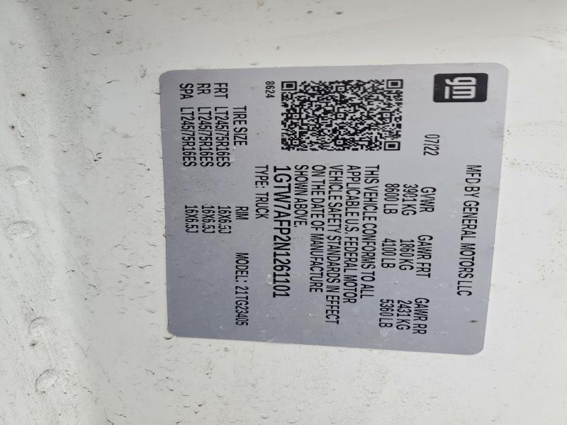 Продажа на аукционе авто 2022 Gmc Savanna, vin: 1GTW7AFP2N1261101, номер лота: 48178366