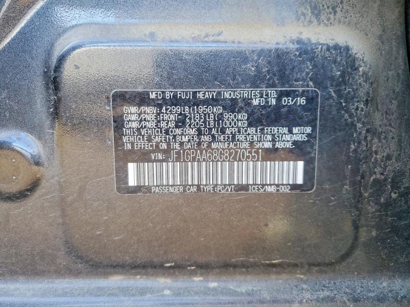 Aukcja sprzedaży 2016 Subaru Impreza, vin: JF1GPAA68G8270551, numer aukcji: 47418566