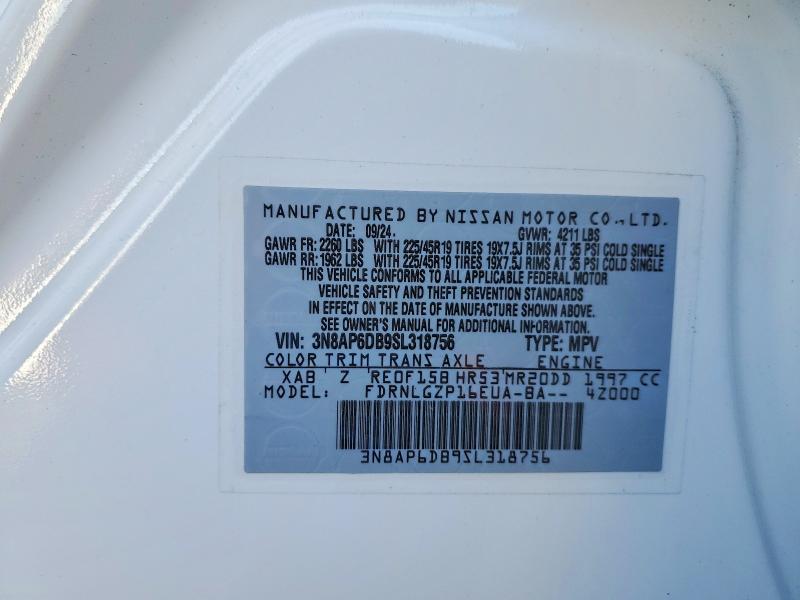 2025 Nissan Kicks მანქანა იყიდება აუქციონზე, vin: 3N8AP6DB9SL318756, აუქციონის ნომერი: 47175896