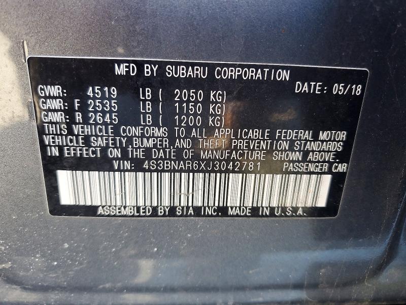 Продажа на аукционе авто 2018 Subaru Legacy, vin: 4S3BNAR6XJ3042781, номер лота: 45575486