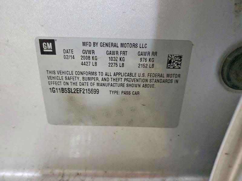 Aukcja sprzedaży 2014 Chevrolet Malibu, vin: 1G11B5SL2EF215699, numer aukcji: 45690526