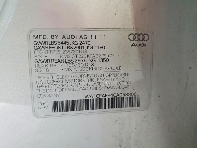 Продажа на аукционе авто 2012 Audi Q5, vin: WA1CFAFP4CA058806, номер лота: 47237526