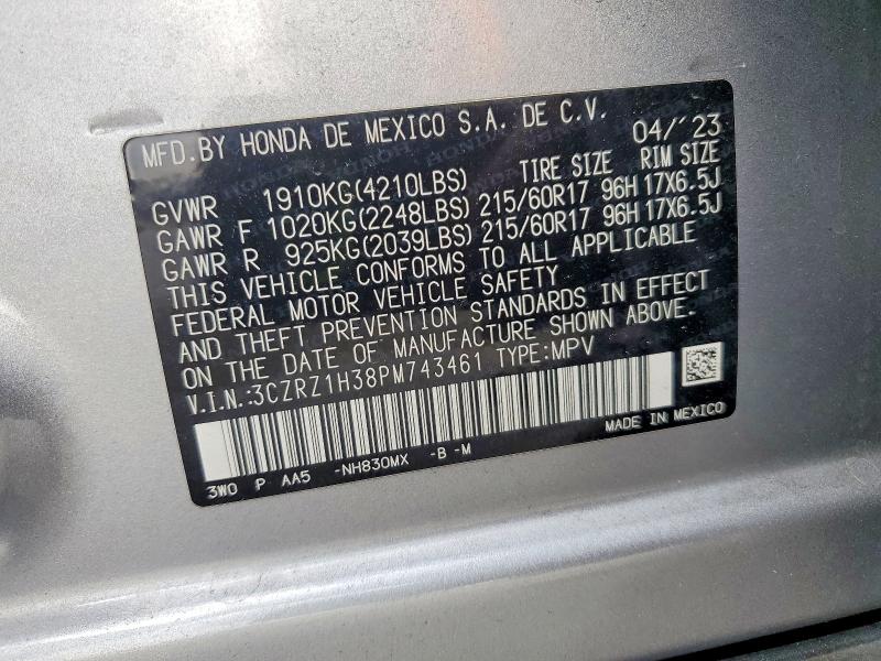 Aukcja sprzedaży 2023 Honda Hr-v, vin: 3CZRZ1H38PM743461, numer aukcji: 78283305