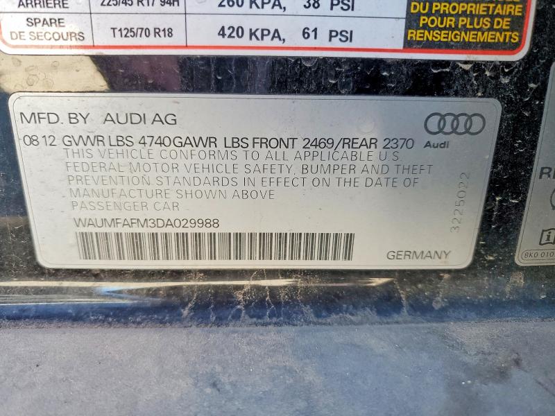 Продажа на аукционе авто 2013 Audi A3, vin: WAUMFAFM3DA029988, номер лота: 46936466