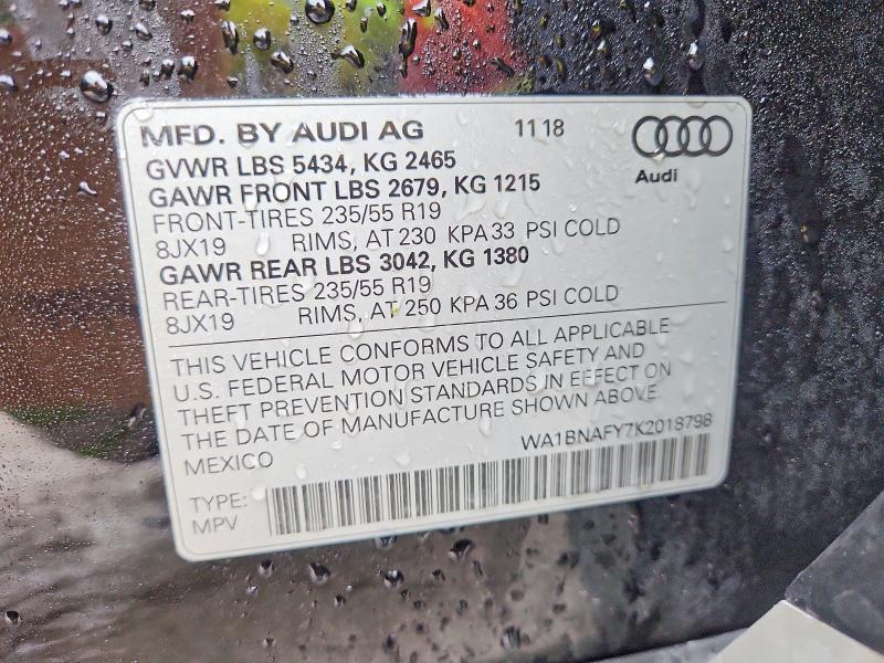 Aukcja sprzedaży 2019 Audi Q5, vin: WA1BNAFY7K2018798, numer aukcji: 79991135