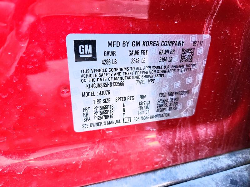 47093696 :رقم المزاد ، KL4CJASB5HB132566 vin ، 2017 Buick Encore مزاد بيع