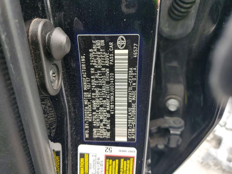 45548166 :رقم المزاد ، 4T1B11HK9JU034820 vin ، 2018 Toyota Camry مزاد بيع
