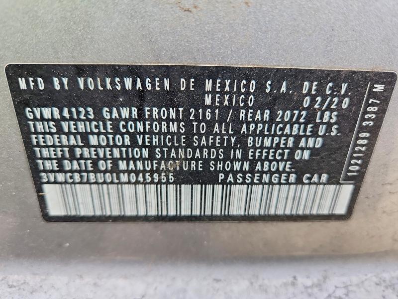 Aukcja sprzedaży 2020 Volkswagen Jetta, vin: 3VWCB7BU0LM045955, numer aukcji: 46541586